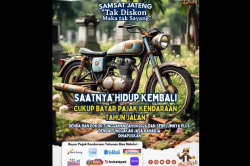 Penunggak Pajak Kendaraan Diampuni di Jateng Mulai Hari Ini, Caranya Begini