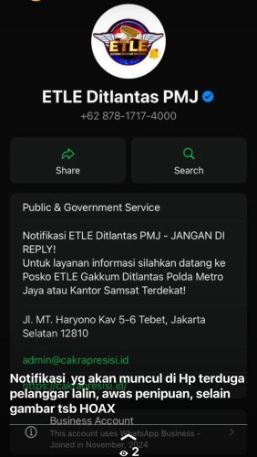 Awas Kena Tipu, Ini Ciri-ciri Nomor WA Resmi Tilang ETLE Nasional