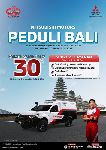 Mitsubishi, Mitsubishi Peduli Banjir Bali, Harga Servis, Oli Sampai Onderdil di Pulau Dewata Diskon Rp 5 Juta