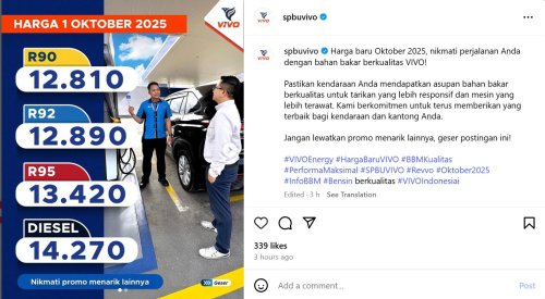 Daftar Harga BBM Vivo Terbaru Per Oktober 2025, Meroket Semua Nih