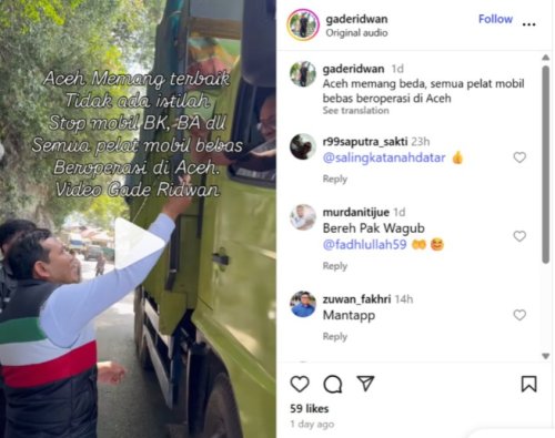 Viral Wagub Aceh Stop Truk Luar Kota, Malah Dikasih Uang Makan