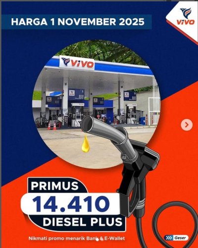 Daftar Harga BBM Vivo Per 1 November 2025, Cuma Ada Diesel Saja