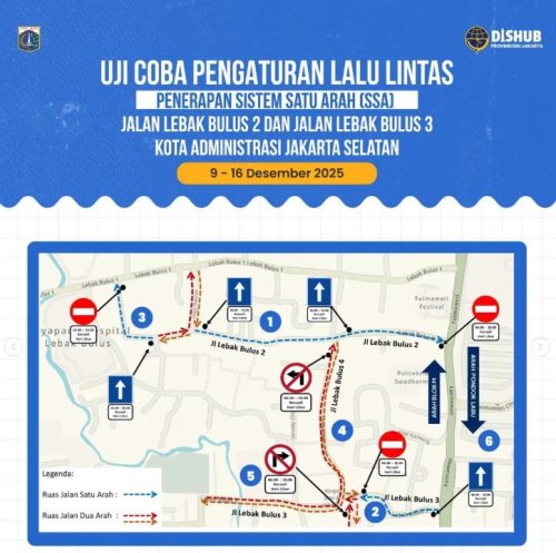 Awas Keliru, Jalan di Wilayah Lebak Bulus Jakarta Selatan Mulai Uji Coba Sistem Satu Arah