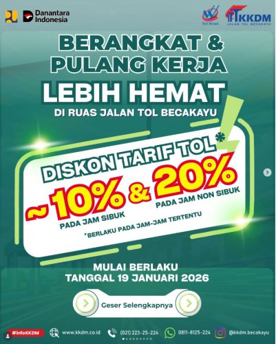 Bikin Semringah, Tarif Tol Becakayu Diskon 10-20 Persen di Jam-jam Tertentu