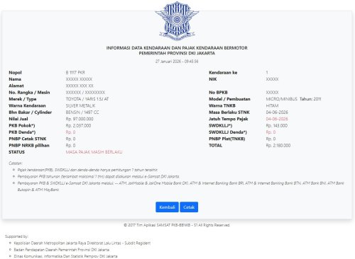 Sat Set, Begini Cara Cepat Cek Denda Pajak Kendaraan di DKI Jakarta