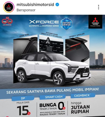 Mitsubishi | Jelang IIMS 2026, Mitsubishi XForce Digenjot Promo DP Ringan dan Cicilan 0 Persen