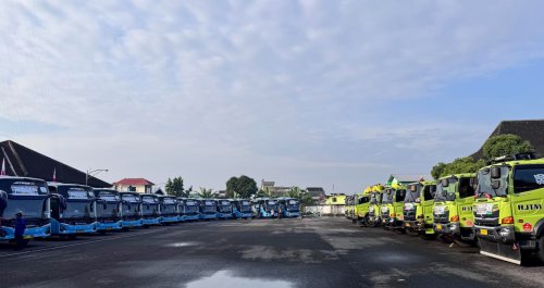 Honda, Bebas Pegal, Ribuan Peserta Mudik Balik Honda Berangkat ke Jakarta dari Jateng dan DIY Pakai 24 Bus Eksekutif