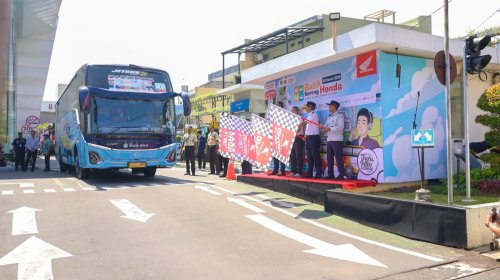 Honda, Bebas Pegal, Ribuan Peserta Mudik Balik Honda Berangkat ke Jakarta dari Jateng dan DIY Pakai 24 Bus Eksekutif
