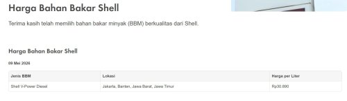 Shell Jualan Lagi, Ini Harga BBM Diesel Swasta Per 11 Mei 2026