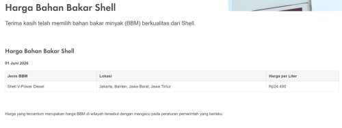 Update Harga BBM Shell Per 1 Juni 2026, Diesel Turun Banyak Banget