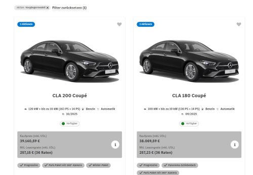 Weiterhin 25 % Rabatt für CLA Lagerfahrzeuge der Vorgängervariante