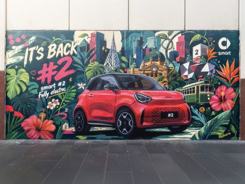 Smart, Neue smart #2 Bilder des Zweisitzers als Streetart-Motiv