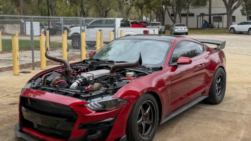 This 1,000-HP Twin-Turbo Ford Mustang Turns Its Engine Bay Into A Flamethrower