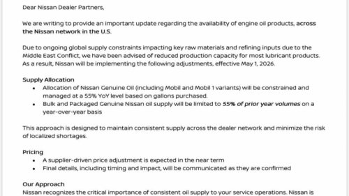 Nissan Oil Changes May Get Pricier As Motor Oil Supplies Tighten