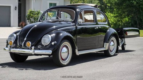 1957 Volkswagen Beetle For Sale In Stunning Black Over Red, With Matching Trailer Listed At $...