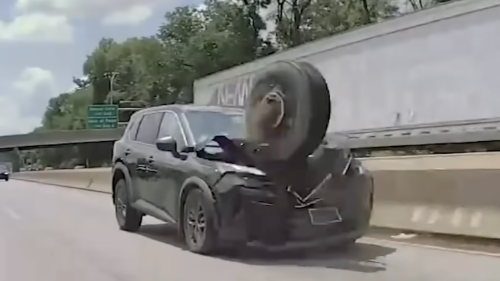 Watch: A Detached Wheel Turned I-76 Into a Missile Range, and a Tesla's Cameras Caught the Whole Thing