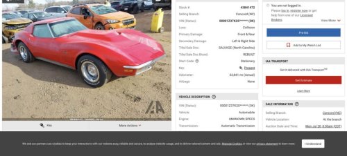 Top 10 Most Wrecked Corvettes Currently Listed on IAAI