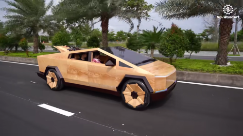 Man Built Fully Functional Wooden Cybertruck For $15,000 — And Elon Musk Responded