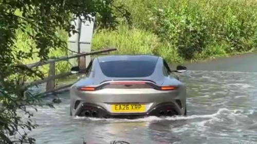 The Name Is Pond, James Pond: Aston Martin Vantage Owner Fails To Cross Flooded Road