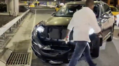 JFK Drop-off Turns Into Demolition Derby After Infiniti Owner Refuses To Let His SUV Get Towed