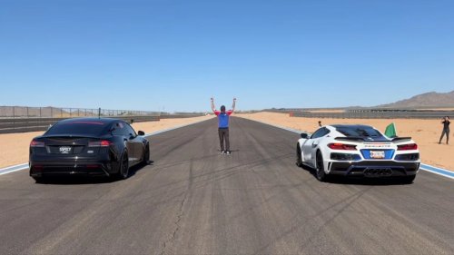 This is what happens when you race a Chevy Corvette ZR1X against a 'spicy' tuned Tesla Model S Plaid