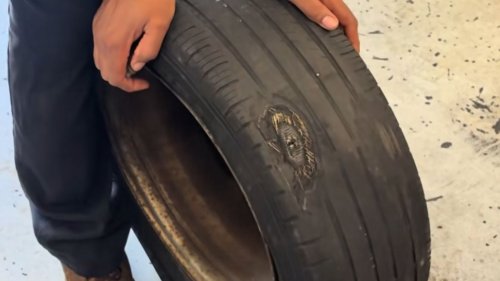 Mechanic Completely Loses It After Customer Insists the Biggest Tire Hole Ever Can Be Patched
