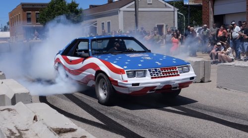 What's More American Than A Fox Body Mustang Painted Like A Flag Doing Burnouts