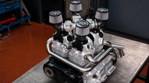 YouTuber Builds a Running Square-Four Motorcycle Engine Out of Scrap Single-Cylinder Parts