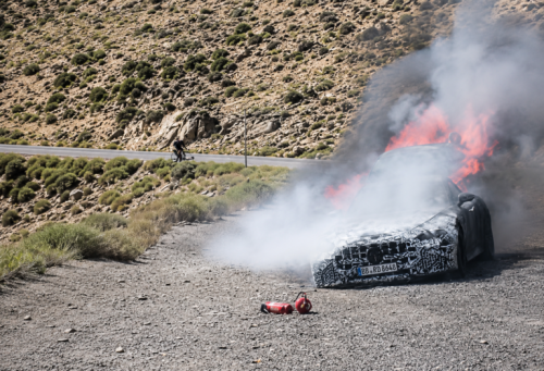 Mercedes-AMG GT Facelift Prototype Burns to the Ground During Testing in Spain