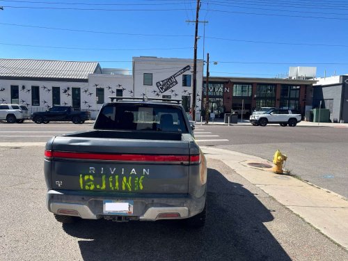 A Furious Rivian Owner Spray-Painted 'Junk' On His Truck and Built a Whole Website About It