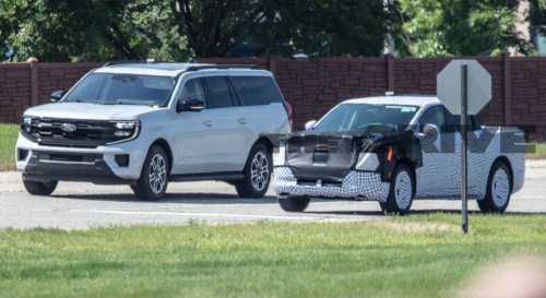 Spied: Ford’s $30,000 Electric Truck Caught Next to an Expedition