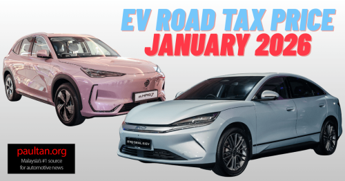 Road tax prices for all EV models in Malaysia effective Jan 1, 2026 – between RM20 and RM4,890 per year