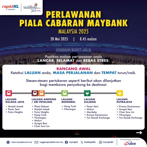 Manchester United vs ASEAN All-Stars, May 28 – LRT Bukit Jalil operations extended to 12.30 am tonight