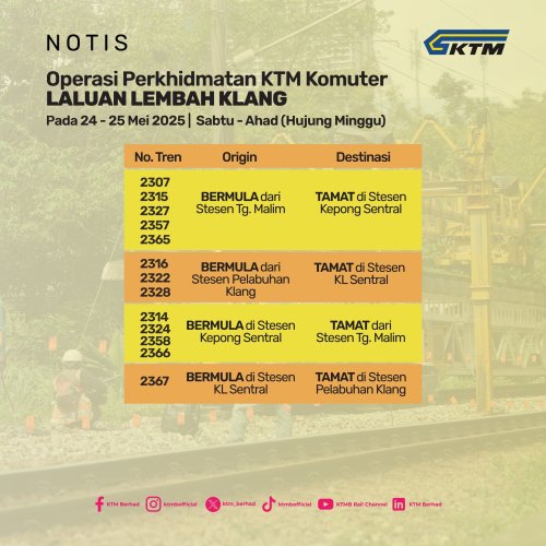 KTM, KTM Komuter, ETS to have up to 50 min delays from May 24-26 – trains from north end at Kepong Sentral
