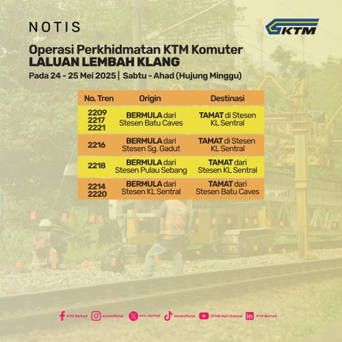 KTM, KTM Komuter, ETS to have up to 50 min delays from May 24-26 – trains from north end at Kepong Sentral