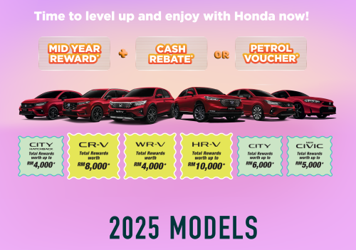 Honda | Honda HR-V | Honda City | Honda Civic | Honda CR-V | Honda Malaysia June 2025 promo – HR-V up to RM10k off, CR-V RM8k, City RM6k, Civic FL RM5k discount