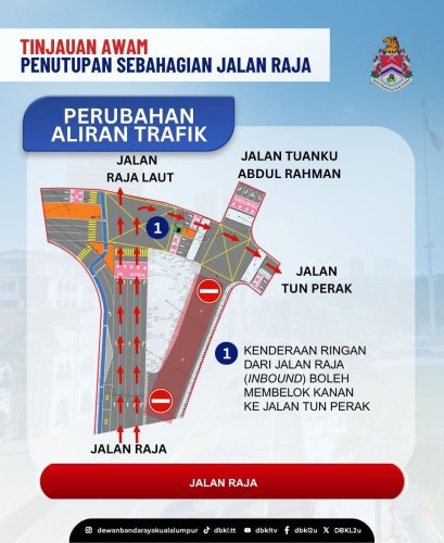 Jalan Raja in KL to be partially closed from June 9-15