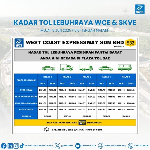 West Coast Expressway – toll collection started for Section 2 stretch from SKVE to KESAS from June 13
