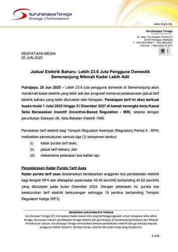 Big changes to domestic TNB bill structure – no more tiered rates, base tariff up by 13.64% from July 1, 2025