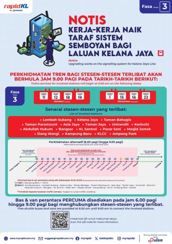 Ten Kelana Jaya line LRT stations to only open from 9 am on weekends from August 9 to September 14