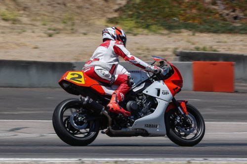 Rainey rides Y-AMT equipped Yamaha XSR900 GP