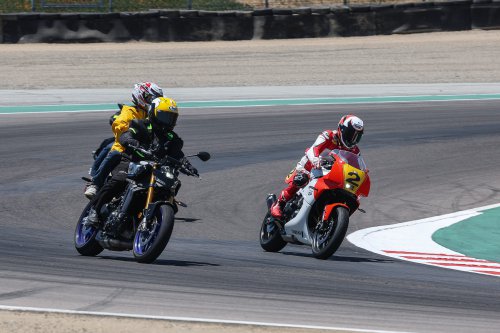 Rainey rides Y-AMT equipped Yamaha XSR900 GP