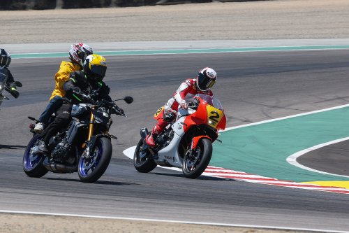 Rainey rides Y-AMT equipped Yamaha XSR900 GP