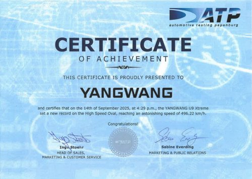 BYD, BYD Yangwang U9, Bugatti, Rimac, BYD Yangwang U9 Xtreme sets new production car speed record – 496.22 km/h beats Bugatti and Rimac