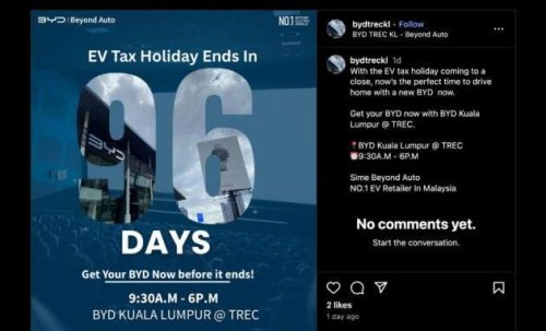 EV tax holiday ends this year, no extensions – BYD KL