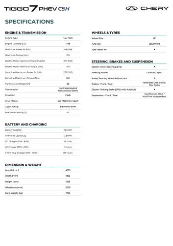 Chery Tiggo 7 PHEV launched in Malaysia – 1.5T petrol hybrid, 90 km EV range, 1,200 km combined; RM130k