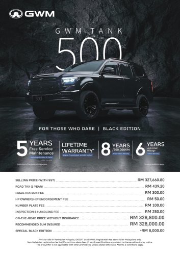 GWM, SUV, GWM Tank 500 HEV Black Edition in Malaysia – flagship SUV gets a full black exterior, RM336,800