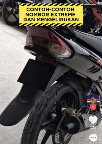 ‘Germ’-sized number plates becoming a trend among young motorcyclists, can be fined up to RM10k – JPJ