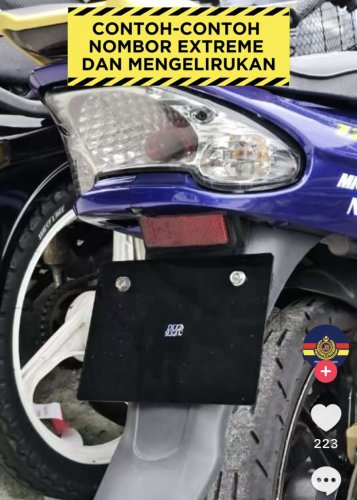 ‘Germ’-sized number plates becoming a trend among young motorcyclists, can be fined up to RM10k – JPJ