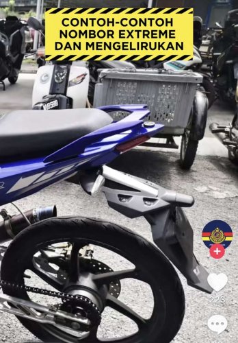 ‘Germ’-sized number plates becoming a trend among young motorcyclists, can be fined up to RM10k – JPJ